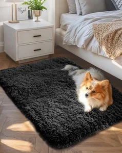 Kleine schwarze Eingangsbereich Überwurf Teppiche für Schlafzimmer, 2x3 Mini Vorleger, erschwinglich Nr... - Bild 1 von 8