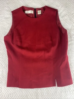 Blusa Dana Buchman sem mangas tamanho 8 vermelha 90% lã 10% nylon - Imagem 1 de 4