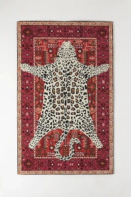 Octavia Leopard Red Modern Hand-Tufted 100% Wool Area Rug Carpet - Image 1 of 4