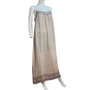 Vince 100% Silk Geometric Boho Patterned Slip Maxi Dress Size 12 - Picture 1 of 7