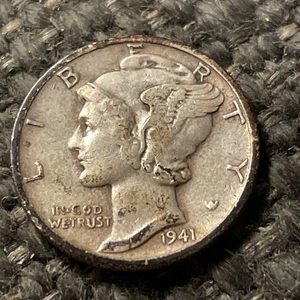 1941 Mercury Dime Silver Coin - Picture 1 of 2