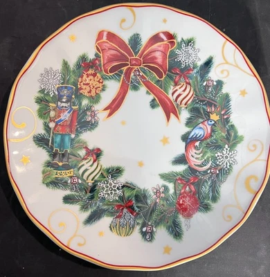 Williams Sonoma Twas La Noche Antes de Navidad Plato de Ensalada Corona de Navidad Foto 1 de 2