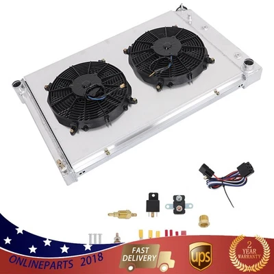 Radiador de 4 filas + ventilador de cubierta para camioneta Chevy C/K C10 C30 K10 K20 73-87 Foto 1 de 4