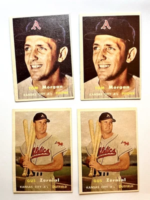 1957 Topps Kansas City Athletics Team Lot (4) — Morgan ×2, Zernial ×2 — VG/EX - Image 1 of 2