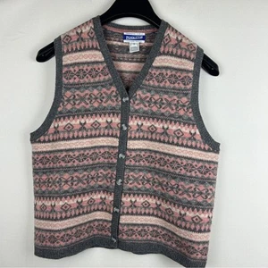 Pendleton Vest 100% Lambs Wool Aztec Western Women's Size M Hong Kong Vintage - Picture 1 of 5