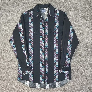 Vintage Wrangler Shirt XLT Southwest Western Aztec Navajo Pearl Snap Brushpopper - Picture 1 of 9