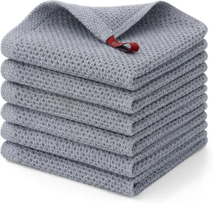 Cotton Kitchen Dish Cloths, 6 Pack Super Absorbent Waffle Weave Dish Towels, 12 - Picture 1 of 12