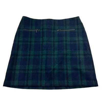 Falda a Cuadros Dalia Para Mujer Azul Verde Reloj Negro Talla 10 Mezcla de Lana Tartán Foto 1 de 4