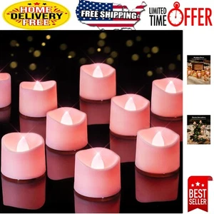 Romantic Flameless Pink Tea Lights - 200 Hour Flickering LED Candles for Events - Picture 1 of 10