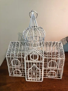 Antique castle shape bird cage...Wonderful detail and old. - Picture 1 of 8
