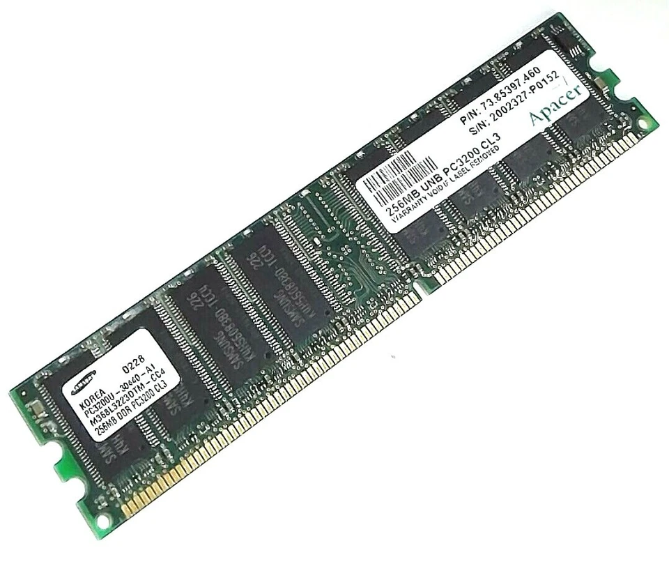 Apacer PC3200 (400MHz) - DDR Memory RAM - 256Mb - 184 PIN - 73.85397.460 - Image 1 of 4