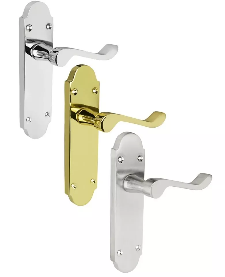 Shaped scroll Interior door handle pair Chrome, Brass or Black - Image 1 of 1