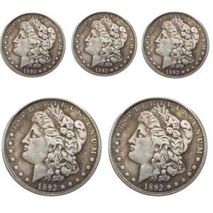 5PCS 1892 CC Morgan Silver Dollar Uncirculated Carson City BU $1 Coin - Picture 1 of 4