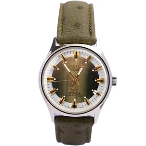 Orologio svizzero da uomo in pelle verde acciaio inox posteriore - Foto 1 di 5