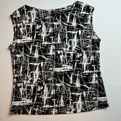 Kenneth Cole 女式无袖上衣和裙子匹配套装黑色和白色 L 码 — 第 1/4 张图片