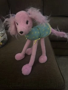 Barbie Pink Poodle Plush 2001 Mattel Plush Bendable Posable Legs 11" Tall Stains - Picture 1 of 5
