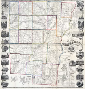 1855 Mappa della Contea di Chenango New York da indagini reali Norwich - Foto 1 di 4