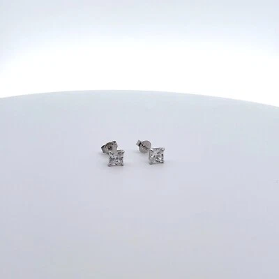 0.2Ct-1ct Lab Grown Princess Diamond Solitaire Push Back Studs 14K White Gold - Image 1 of 4