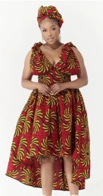 Vestido Gweru estampado africano Grass-Fields talla 10 EE. UU. Foto 1 de 4