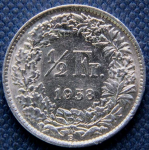 Switzerland 1/2 Franc silver coin, 1958 - Picture 1 of 2