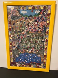 Mariana Flores G. Nahua Indians Village Scene Framed Print - Picture 1 of 9