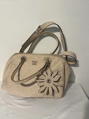 Bolso de Mano Guess Los Angeles Mediano Crema Blanco Marrón Floral Foto 1 de 4