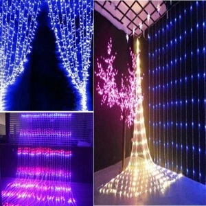 3*3M 320LED Waterfall LED Window Curtain Light String Fairy Wedding Party Xmas - Picture 1 of 27