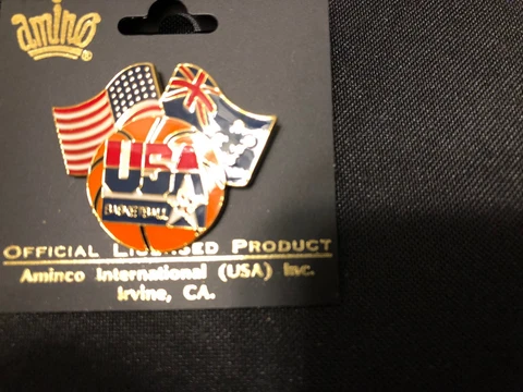 NEW USA Basketball Lapel Pin - American & Australian Flags - Olympic Dream Team Cover