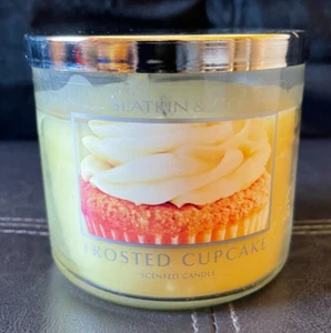 Bath & Body Works Slatkin & Co Frosted Cupcake 14.5 oz Candle 3 Wick RARE Used - Picture 1 of 6