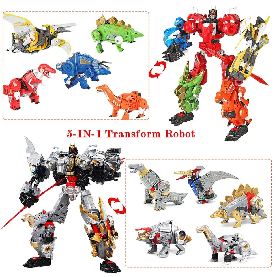 BPF 5-in-1 Dinosaur Transform Robot 14.5'' Combiner Action Figure Model Kids Toy - Image 1 of 1