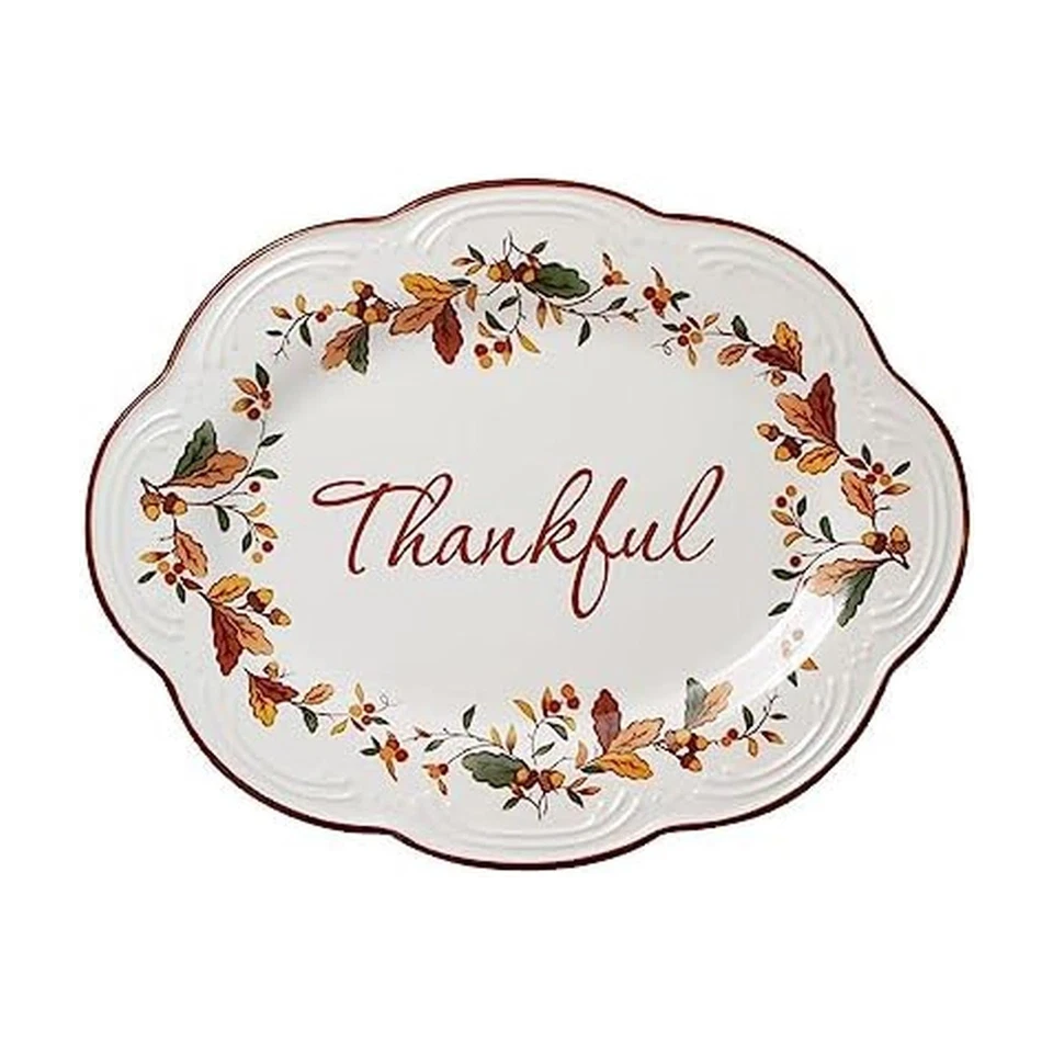 Pfaltzgraff Autumn Berry Small Oval Platter 10.5 inches Cream