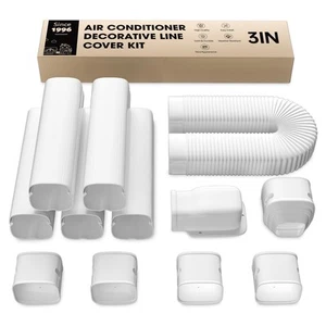 9 Ft Cover for AC Lines with Flexible Duct, Decorative Upgrade PP 3 Inch Line... - Picture 1 of 9