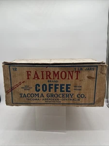 Fairmont Brand Coffee Cardboard Box Tacoma Wa Grocery Advertising - Picture 1 of 16
