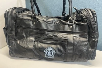 Moody Blues VIP Travel Leather Black Duffle Bag Timeless Flight Embroidery  - Image 1 of 4