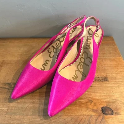 Tacones de salón Sam Edelman Hastings rosa fucsia seda para mujer talla 10,5 Foto 1 de 4