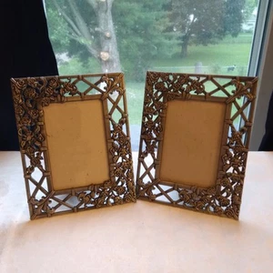 2 Metal Rose Trellis Photo Frames 7.5"Hx5.7"W For 5"Hx3.5"W Photo - Picture 1 of 3