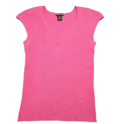 Camisa rosa tejida de seda Elliott Lauren manga corta cuello redondo mujer talla M top Foto 1 de 4
