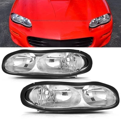 Conjunto de pares de faros delanteros transparentes para Chevrolet Camaro 1998-2002 Foto 1 de 4