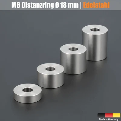 1-50x Distanzstücke Ø18 L-Ø: 6,5mm Edelstahl Abstandshalter Distanzhülse M6 Rohr - Bild 1 von 4