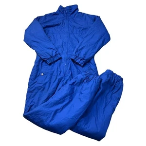 Vintage Ski Suit One Piece Retro 90s Quilted Colour Block Blue Mens Medium - Picture 1 of 6