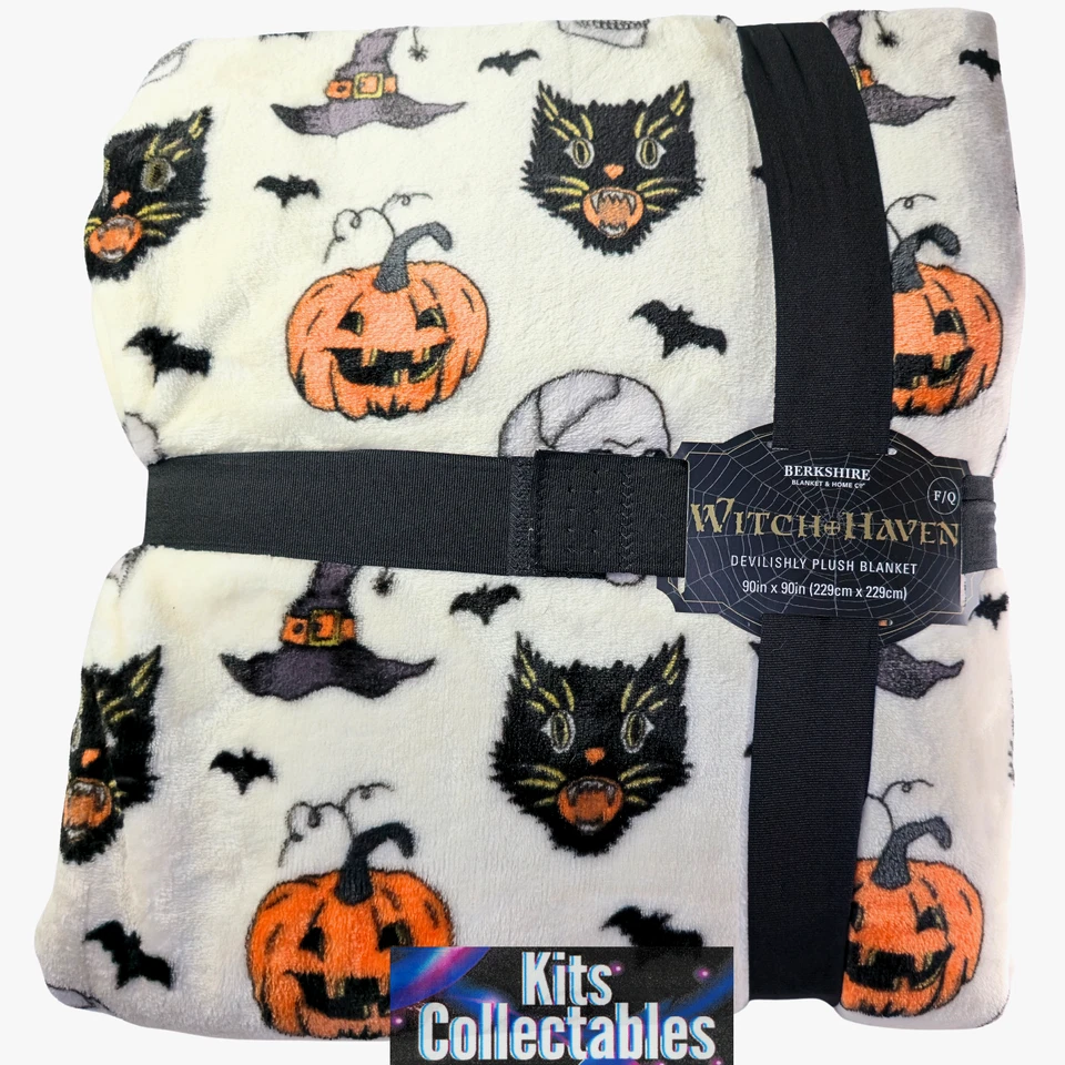 Manta Berkshire Witch Haven Calavera Gato Negro Jack O Linterna Murciélagos 90x90 Nueva con Etiquetas Foto 1 de 4