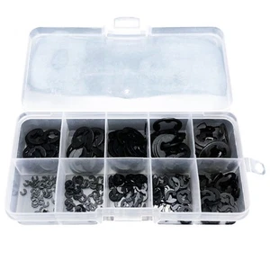 Quality 300 PCS Black Stainless Steel Snap Ring Kit with Organizer Box - Picture 1 of 9