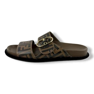 Sandalias Fendi Brown Feel FF de cuero jacquard UK 4 / EU 37 - Imagen 1 de 7
