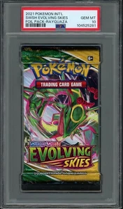 Pokemon Evolving Skies 2021 Foil Booster Pack Rayquaza Art PSA 10 GEMA como nuevo - Imagen 1 de 2