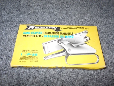 ARROW FASTENER NEW! VTG P-35 PLIER TYPE HAND STAPLER IN ORIGINAL BOX           - Image 1 of 2