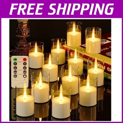 Flickering Flameless Candles – 12 LED Pillars with Remote for Safe Ambiance - Image 1 of 4