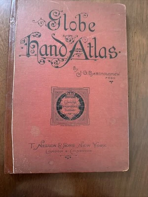 Globe Hand Atlas by JG Bartholomew T Nelson and sons 54 Vintage Colored Maps - Image 1 of 4