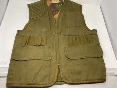 VTG 70s / 80s SafTBak Canvas Vest - Pheasant Hunting - Brown / Green - MEDIUM SZ - Image 1 of 3