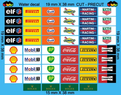 DECALS SPONSORS GAS OIL FUEL VINTAGE SCALEXTRIC 1/32 24h Le Mans Décalcomanies Foto 1 de 2