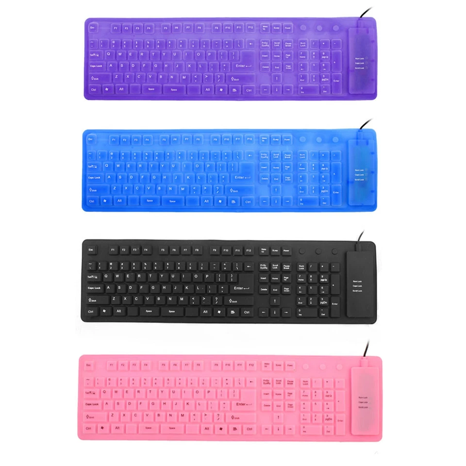 Foldable Flexible 109 Keys USB Wired Roll up Silicone Keyboard for Laptop PC - Bild 1 von 1